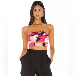 Superdown Jayda Buckle Crop Top in Pink Camo size small